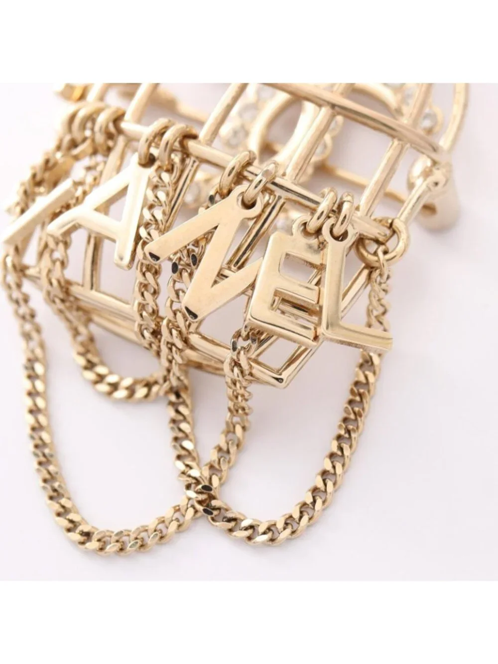 Chanel Brooch CC Logo Birdcage Motif Gold